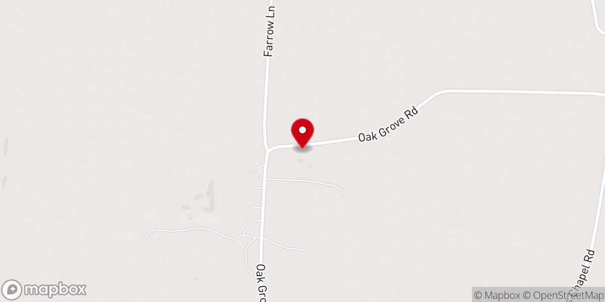 Map showing location of Oak Grove Baptist Church