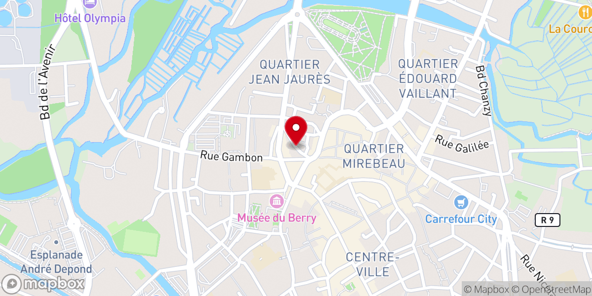 Map showing location of Église Notre-Dame de Bourges