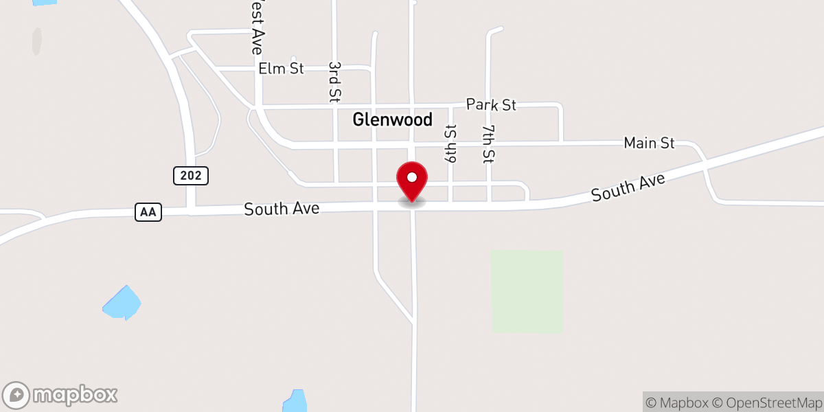 Map showing location of Glenwood Assembly of God