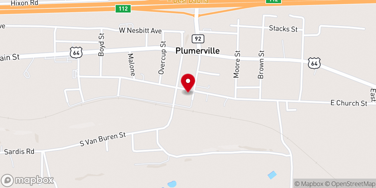 Map showing location of Plumerville Police Station
