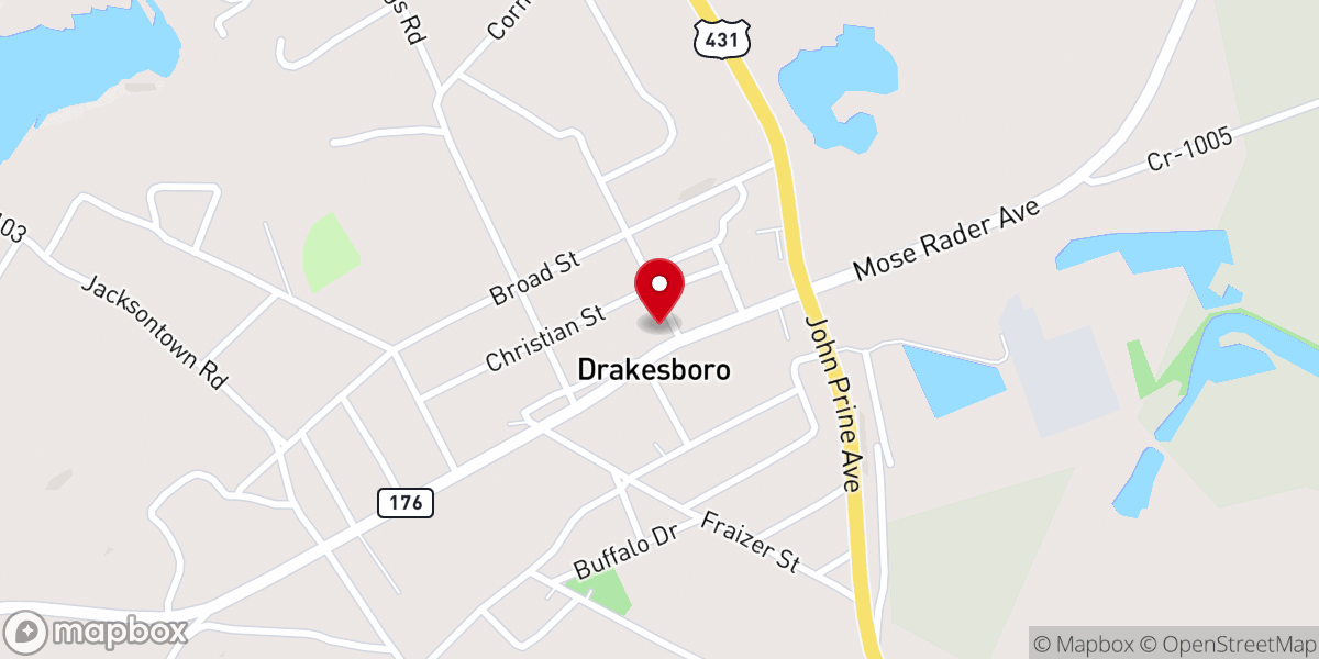 Map showing location of Drakesboro United Methodist Church