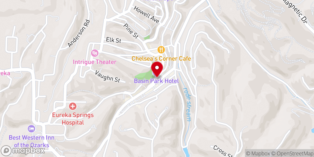 Map showing location of Eureka Springs Downtown