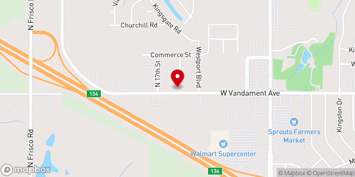 Map showing location of First Free Will Baptist Church