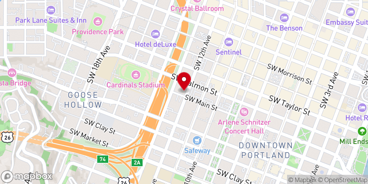 Map showing location of First Unitarian Portland