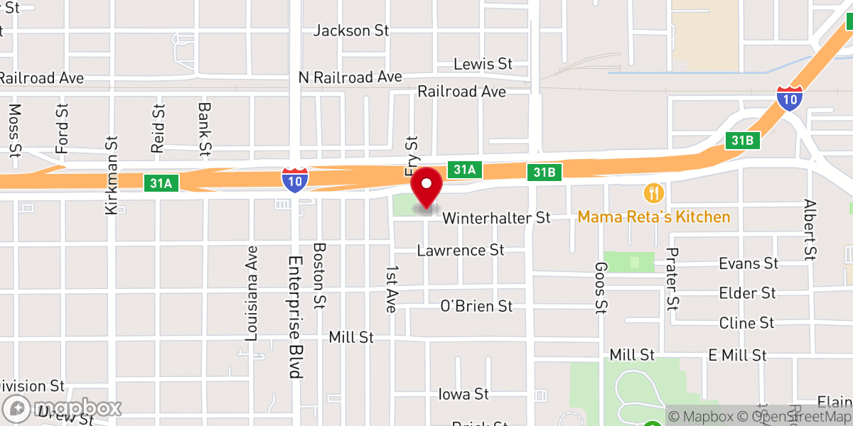 Map showing location of Reeves Temple CME Church