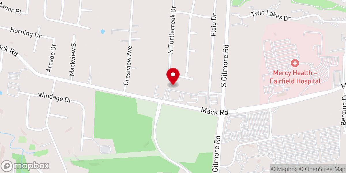 Map showing location of RCCG- King's Court, 2800 Mack Road. Fairfield. The Redeemed Christian Church of God.