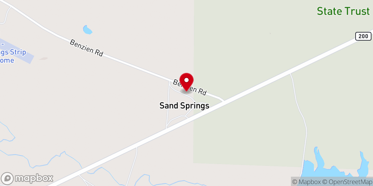 Map showing location of Sand Springs Community Church
