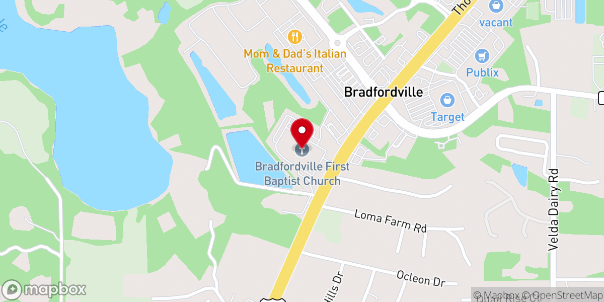 Map showing location of Bradfordville First Baptist Church