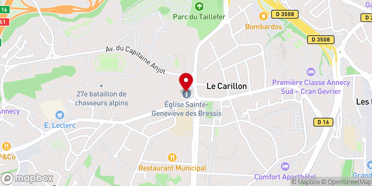 Map showing location of Paroisse Saint Jean aux Portes d'Annecy