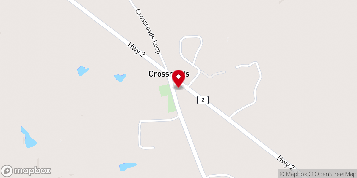Map showing location of Crossroads Baptist Church