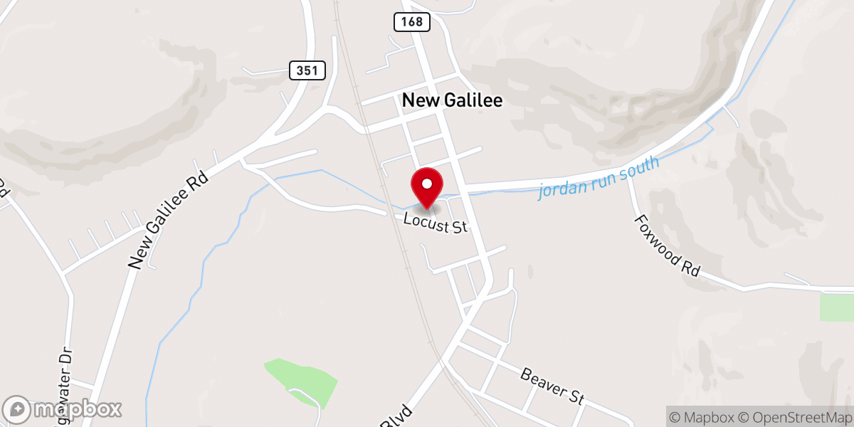 Map showing location of New Galilee Church of the Nazarene