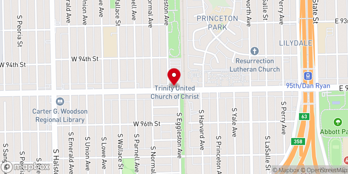 Map showing location of Trinity United Church of Christ
