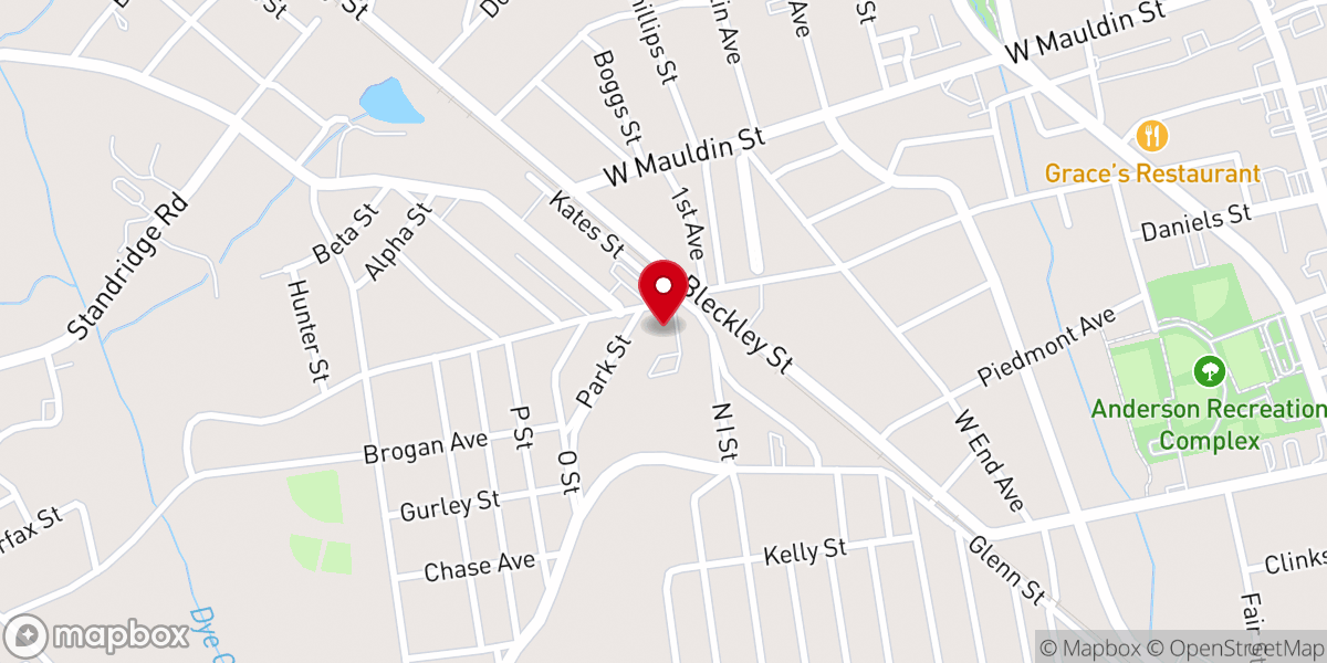 Map showing location of West Anderson Church of God