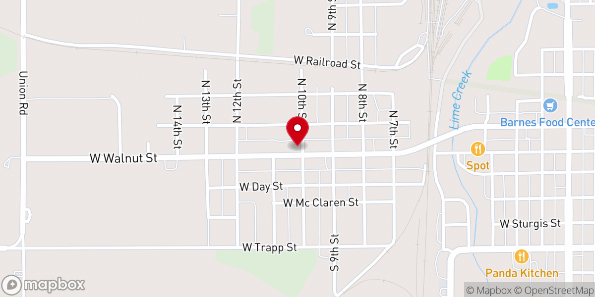 Map showing location of Rock Island Church