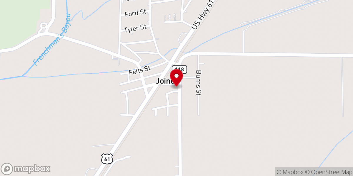 Map showing location of Joiner City Hall