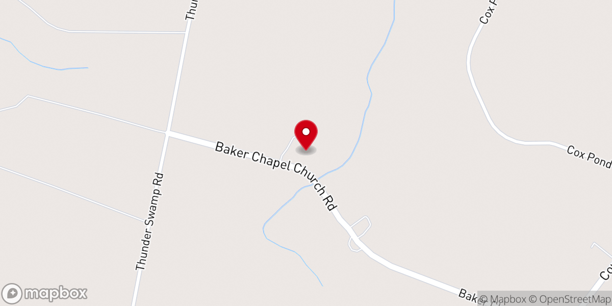 Map showing location of Baker Church