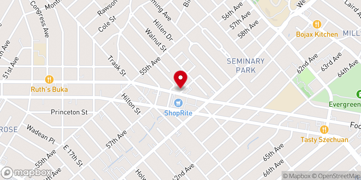 Map showing location of Los Pentecostales de Oakland