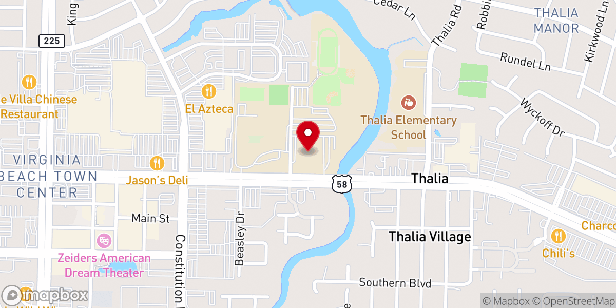 Map showing location of Thalia Lynn Baptist Church