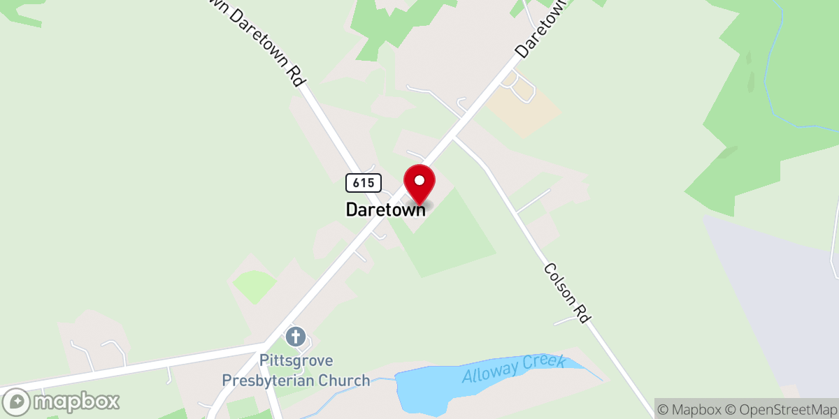 Map showing location of Pittsgrove Baptist Church