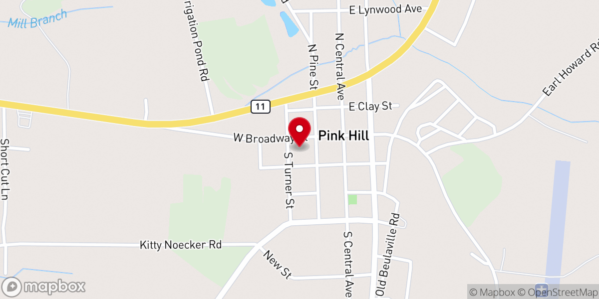 Map showing location of Pink Hill Presbyterian Church
