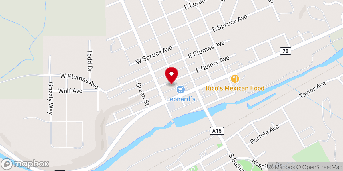 Map showing location of Portola Church of the Nazarene