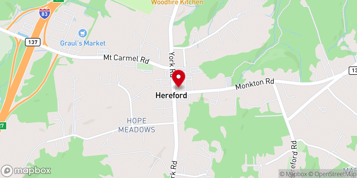 Map showing location of Hereford United Methodist Church
