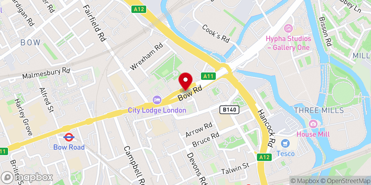 Map showing location of Bow Church
