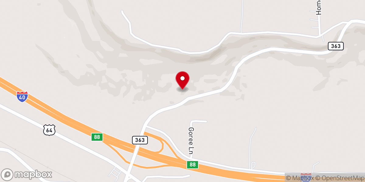 Map showing location of Pottsville Freewill Baptist Church