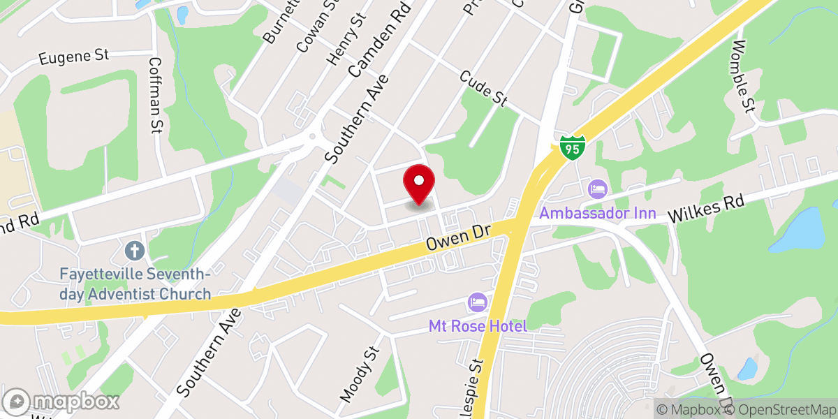Map showing location of New Testament Christian Church of Fayetteville, NC