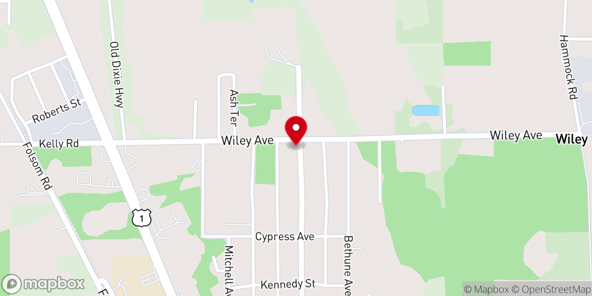 Map showing location of Mims Church of God