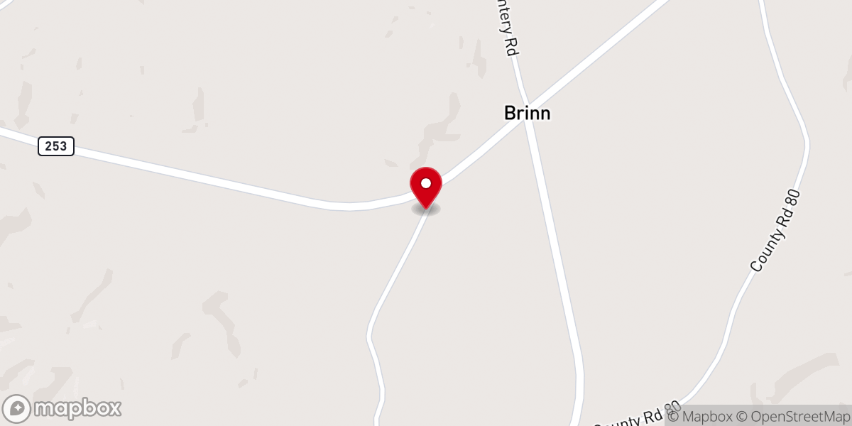 Map showing location of Barn Creek Church