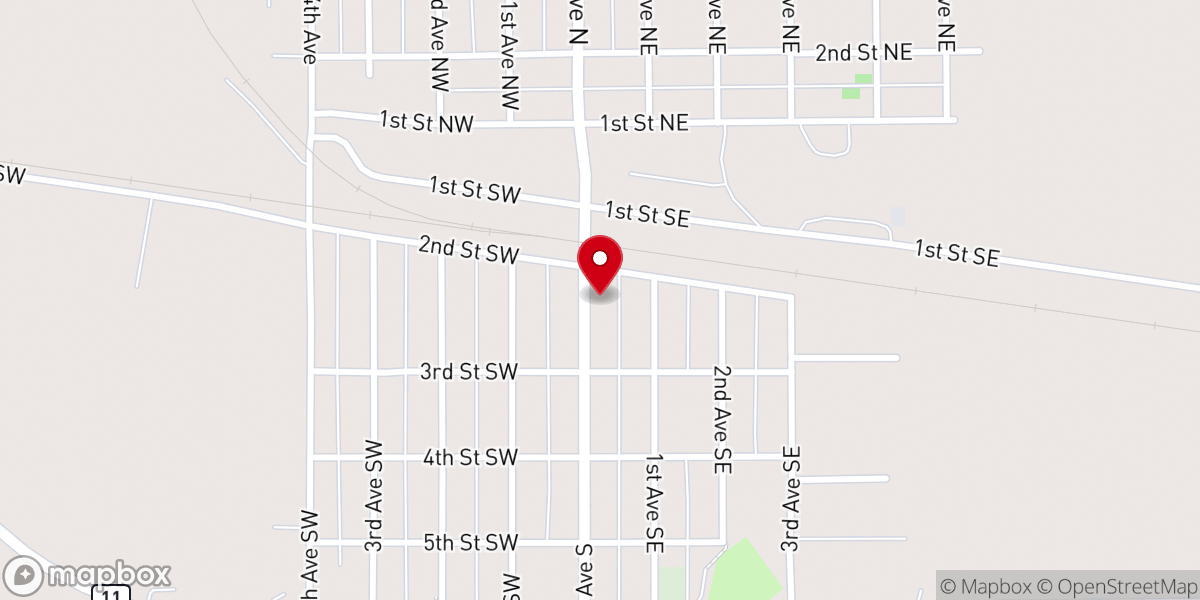 Map showing location of Hankinson City Hall