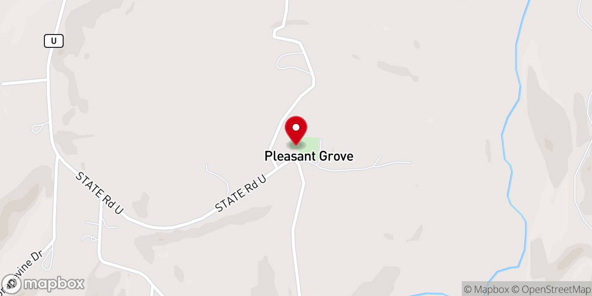 Map showing location of Pleasant Grove Church