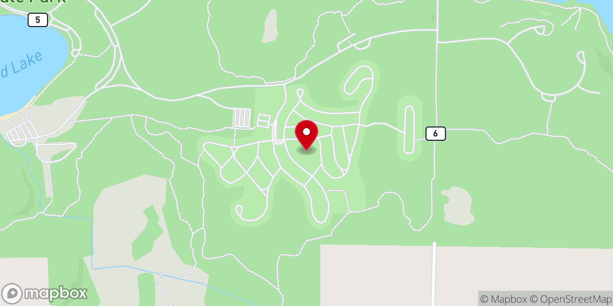 Map showing location of Chain O’ Lakes Campground