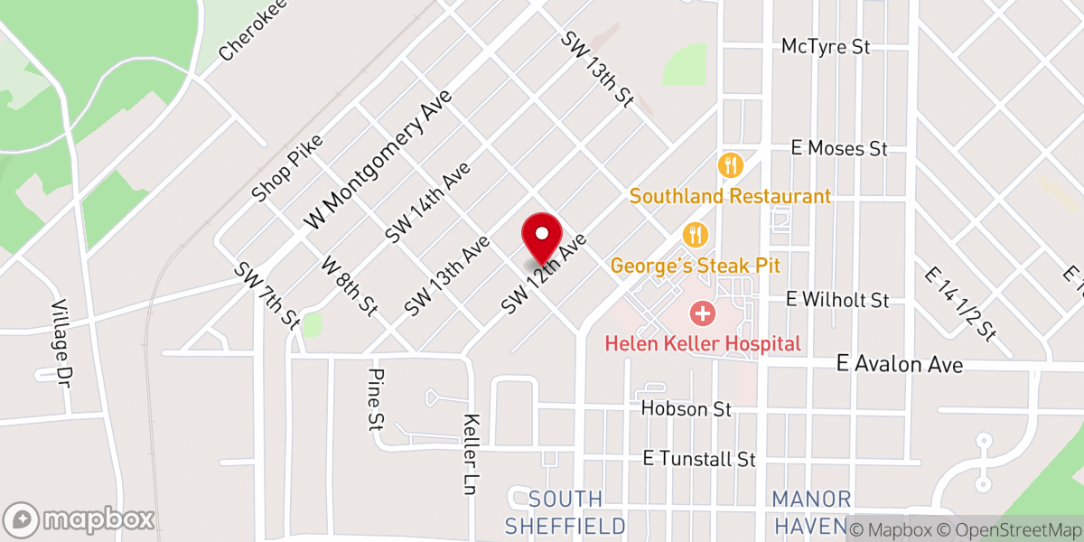 Map showing location of Westside Church of Christ