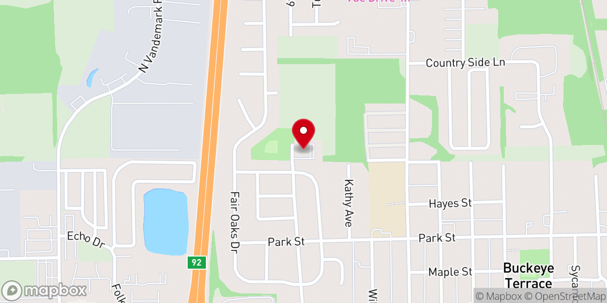 Map showing location of Emmanuel Baptist Church