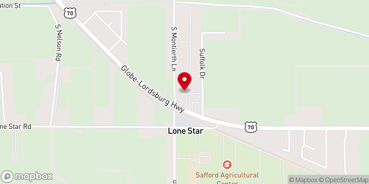Map showing location of Copper State RV and MH Community