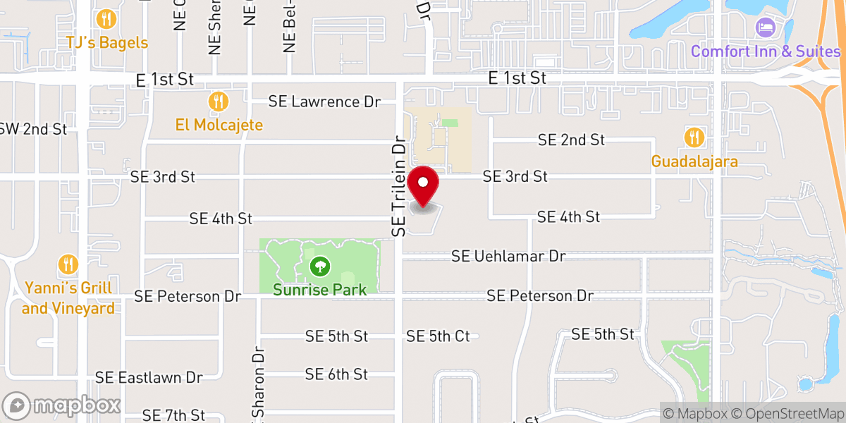 Map showing location of Ankeny Presbyterian Church