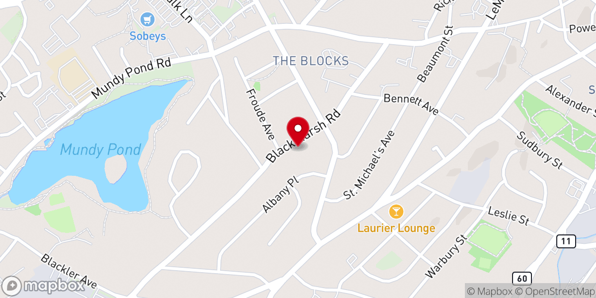 Map showing location of Deeper Life Bible Church, St. John's NL