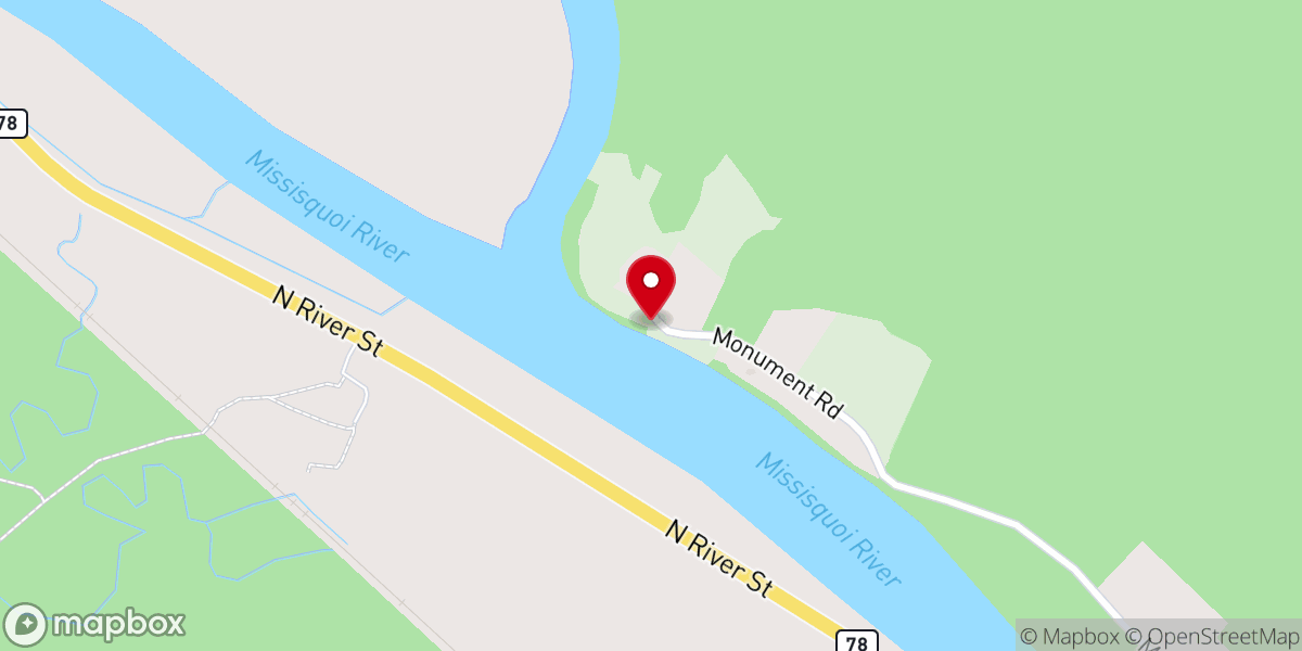 Map showing location of First Church of Vermont and Abenaki Totem Pole Site