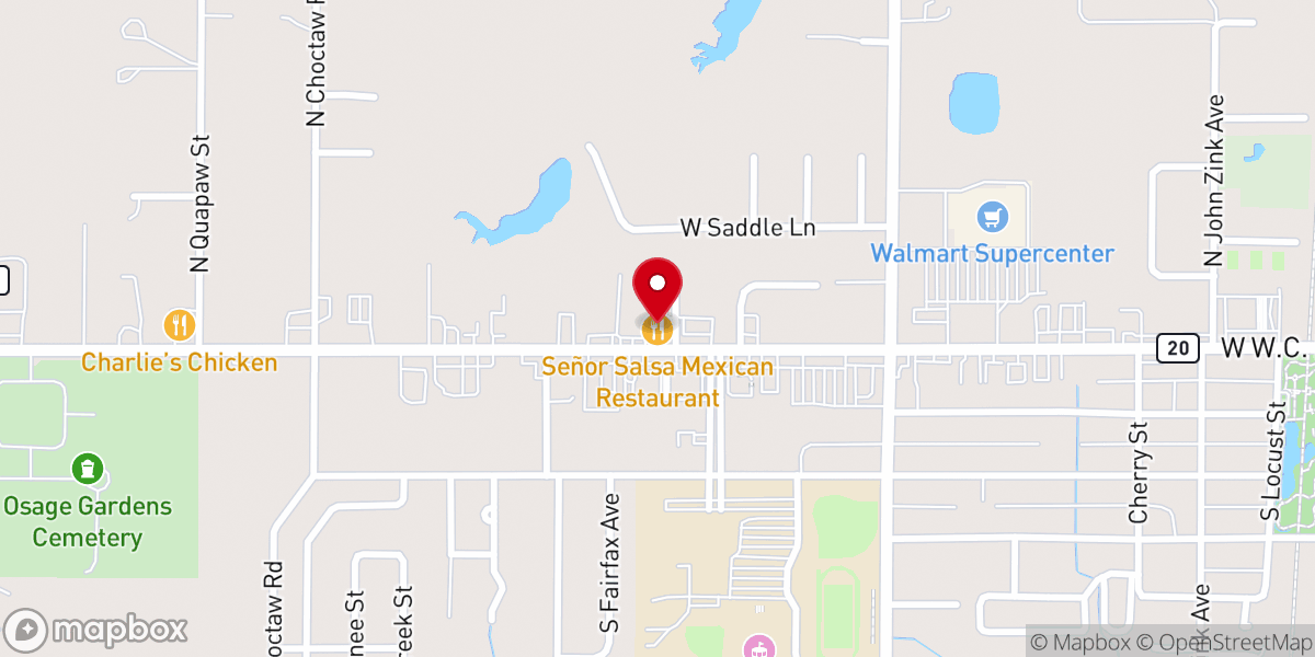 Map showing location of Señor Salsa