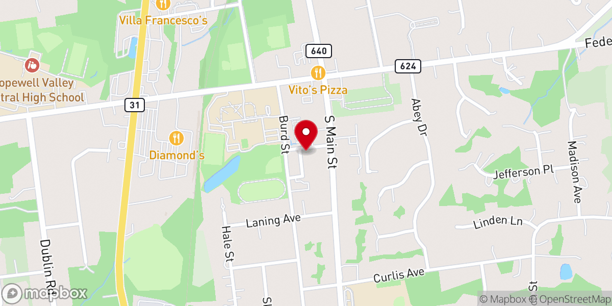 Map showing location of First Baptist Church of Pennington