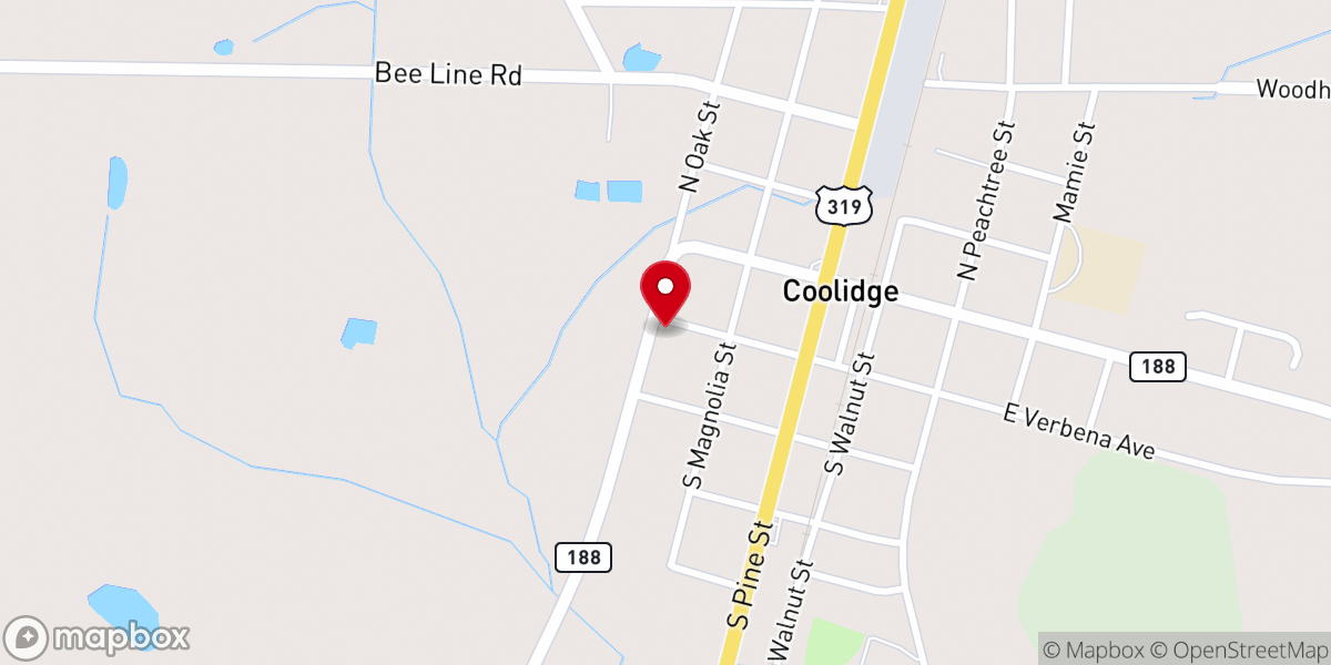Map showing location of Coolidge Church of God