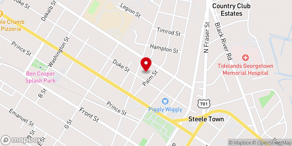 Map showing location of Eastside Free Will Baptist Church of Pentecost
