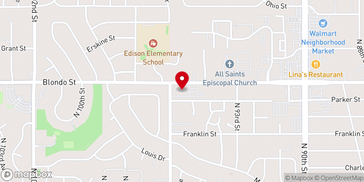 Map showing location of Faith Family Church