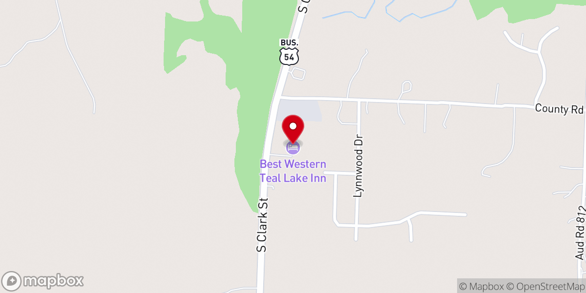 Map showing location of Best Western Teal Lake Inn