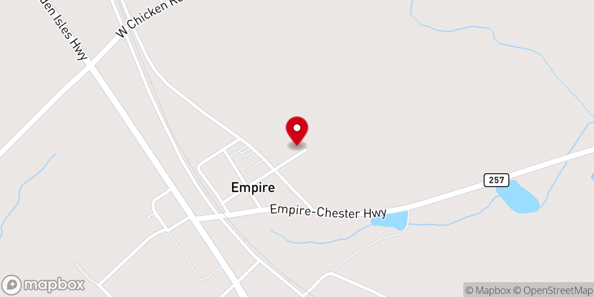 Map showing location of Empire Baptist Church