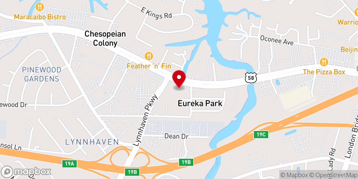 Map showing location of Potter's House Christian Center Of Virginia Beach