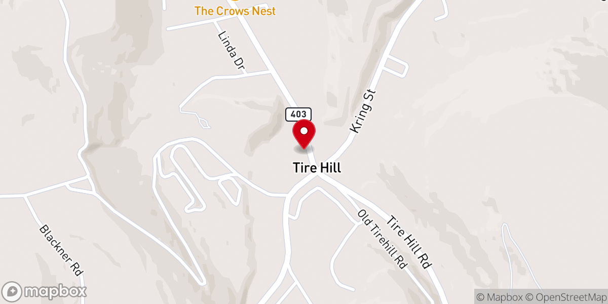 Map showing location of Tire Hill Covenant Brethren Church
