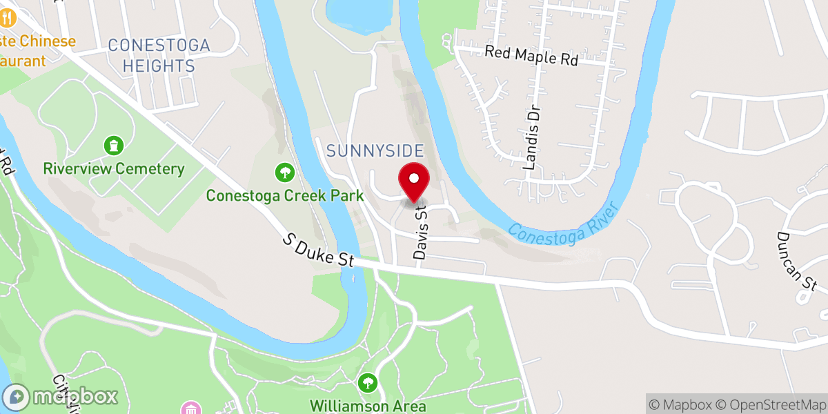 Map showing location of Sunnyside Mennonite Church